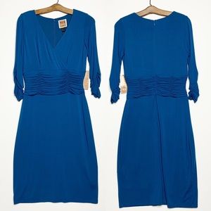 Nue by Shani Ruched Sleeved Cocktail Dress